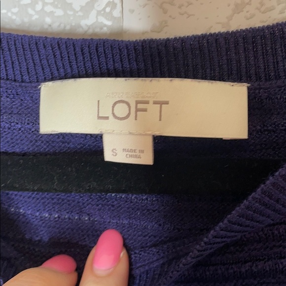 Loft Navy Knit Scoop Neck Sweater - Picture 4 of 9